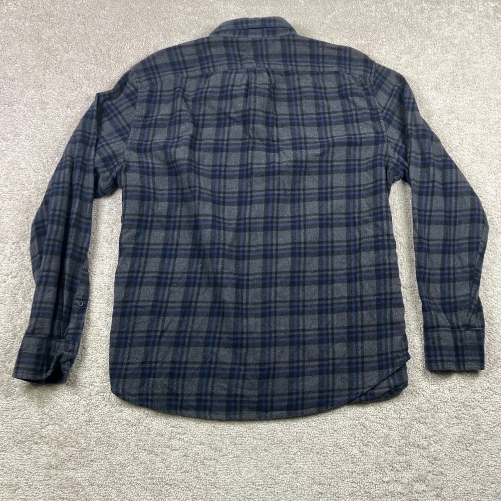 J. Crew Classic Flannel Shirt XL Blue Gray Plaid Long Sleeve Button Front Casual - Picture 3 of 7